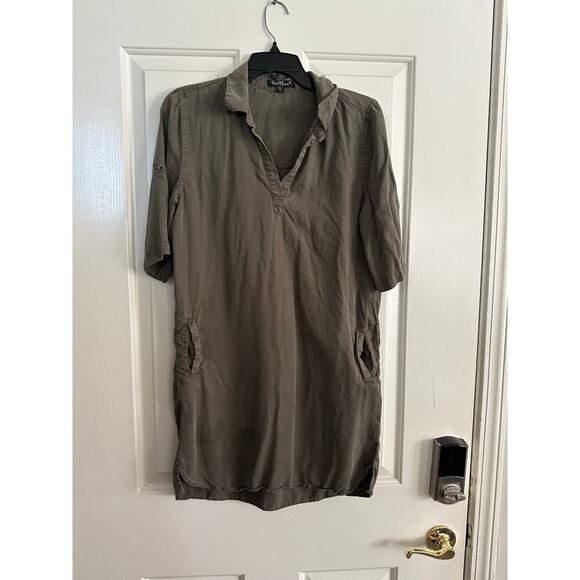 Velvet Heart Women's Gray Short Sleeves Roll Tab Collared Shirt Dress Size Small - Picture 2 of 8